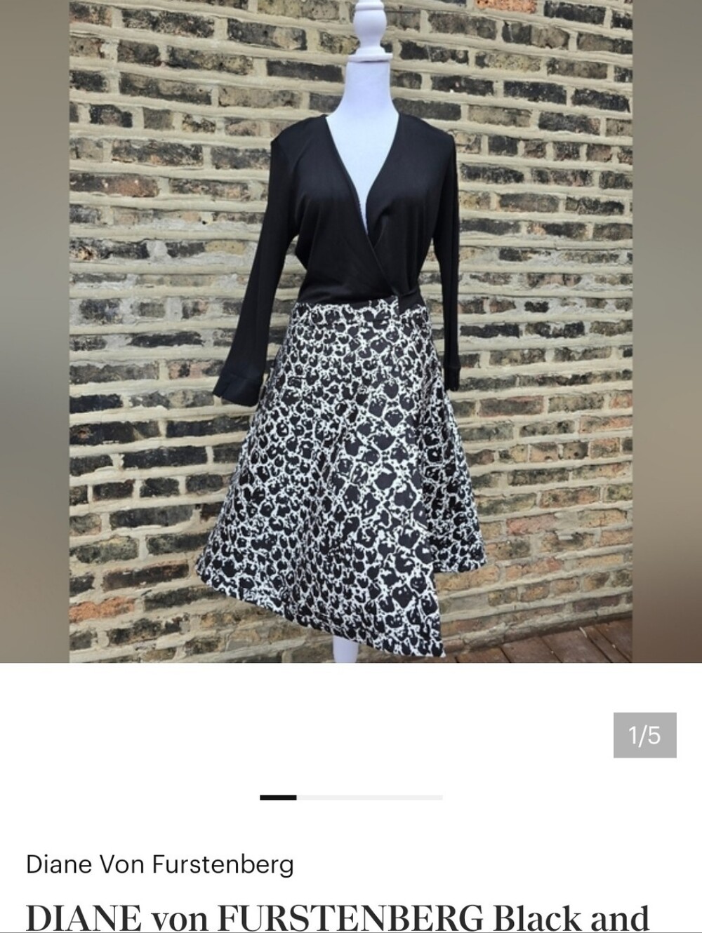 DIANE von FURSTENBERG Black and White Long Sleeve Dress - Picture 6 of 6